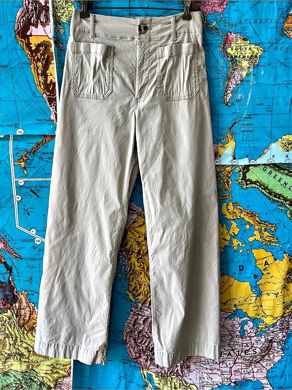 Maeve The Colette Crop Pants Straight Leg Gray Waist 28